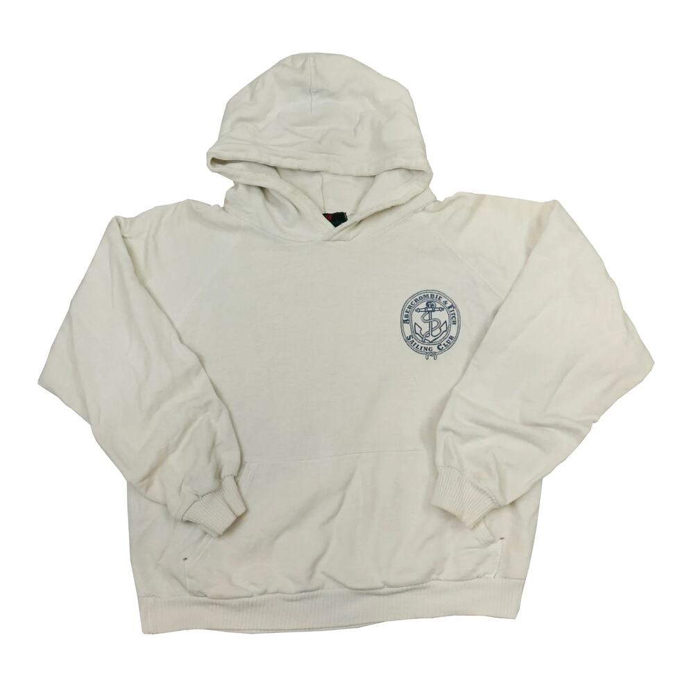 Vintage 80s Abercrombie And Fitch Sailing Club White Hoodie Sweatshirt